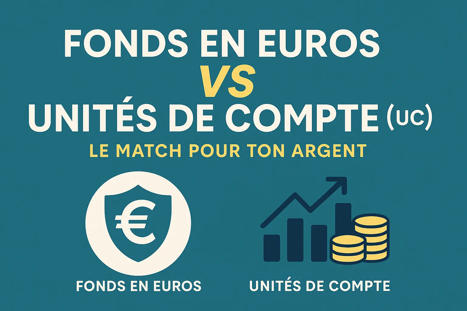 Visuel comparatif assurance-vie : fonds en euros sécurisés versus unités de compte dynamiques, le match pour ton argent