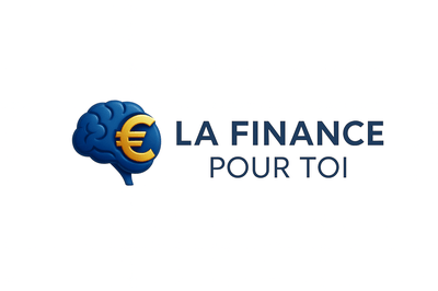 Logo La Finance Pour Toi — cerveau bleu avec symbole euro doré, style 3D premium